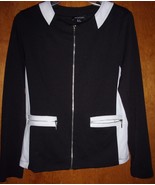 Notations Black &amp; Light Gray Zip Up Suit Jacket Womans Size S - £7.10 GBP