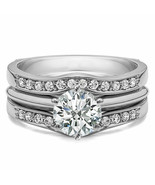 14K White Gold Over 2.30 Ct Matching Solitaire Enhancer Ring Set Contour... - €162,43 EUR