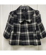 Willi Smith Jacket Womens XL Black &amp; White Wool Blend 3/4 Sleeve Button ... - $26.48