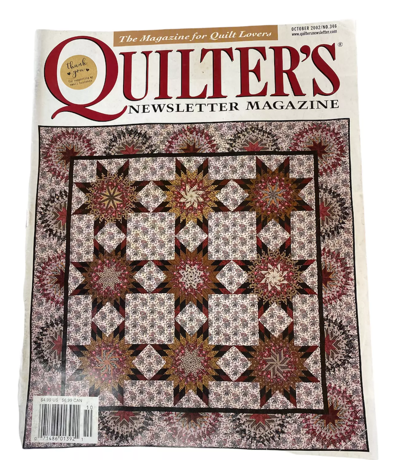 Quilter&#39;s Newsletter Magazine, October 2002 - £5.51 GBP