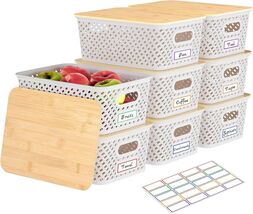 Ventilated Cream Storage Bins with Bamboo Lids - Versatile Organization ... - $102.91