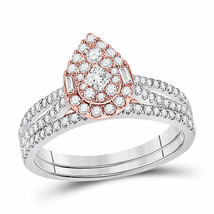 14kt Two-tone Gold Princess Diamond Bridal Wedding Ring Band Set 3/4 Ctw - £924.89 GBP