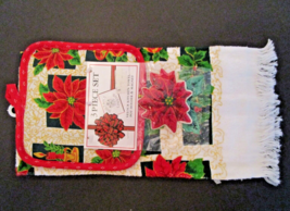 New Vintage Sultans Linens Kitchen Towel with Fringe 3 pc Set CHRISTMAS ... - $7.99