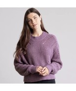 Elizabeth and James Knit Sweater Giada Purple Cropped Oversize Metallic ... - $30.00