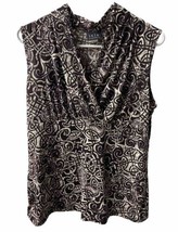 JKLA  Womens Size L Knit Brown Cream  Colorful Sleeveless Top - £10.27 GBP