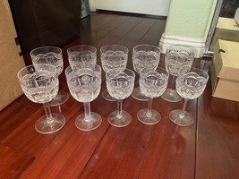 Set 10 Kusak Cut Glass Works Chantilly Lace Crystal Wine Cordial Glasses HandCut image 10