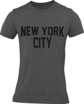 Men&#39;s New York City T-Shirt Screen-Printed Dark Heather Charcoal Tee - £12.75 GBP+