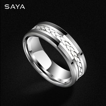 Personalized Ring for Men Inlay Braided 925 Silver,Tungsten Carbide Jewelry luxu - £74.99 GBP