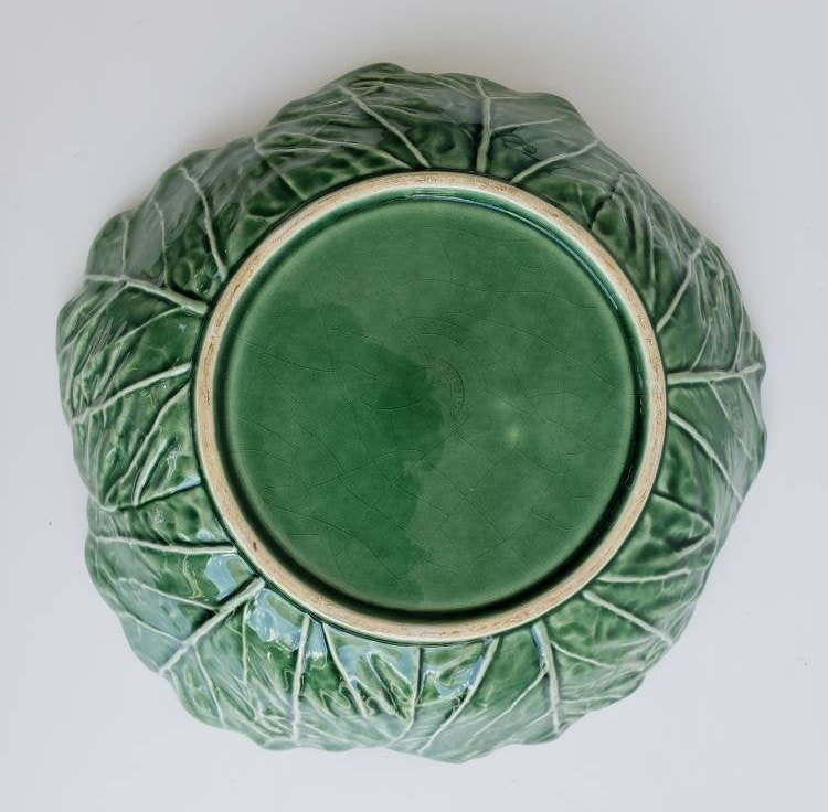 Vintage Bordallo Pinheiro 11" Green Color Cabbage Style Extra Large Dinner Table Item image 2