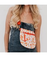 Orange Floral Quilted Puffer Sling Belt Crossbody Bag - €42,12 EUR