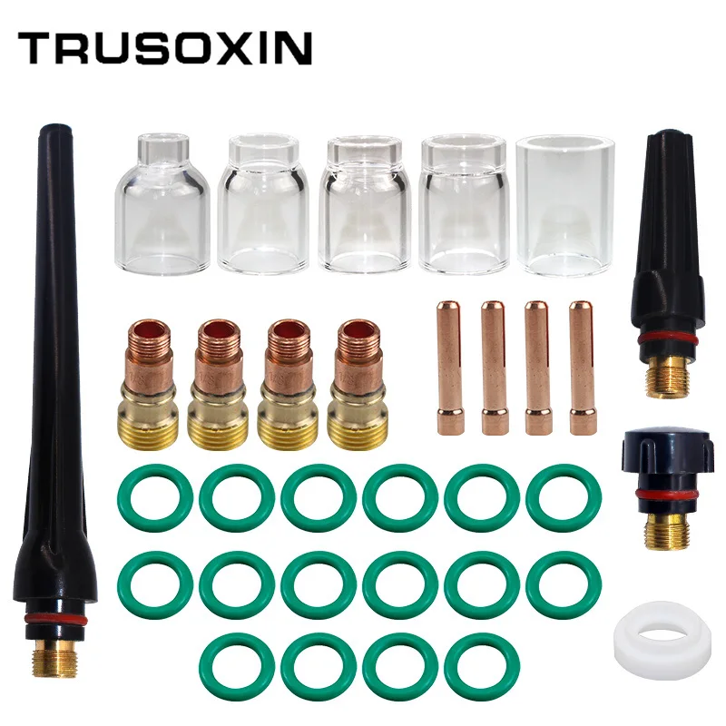 TIG Stubby Gas Lens Collet Body &amp; #5#6#7#8#10 Pyrex Cup Kit For DB SR WP 17 18 2 - £60.90 GBP