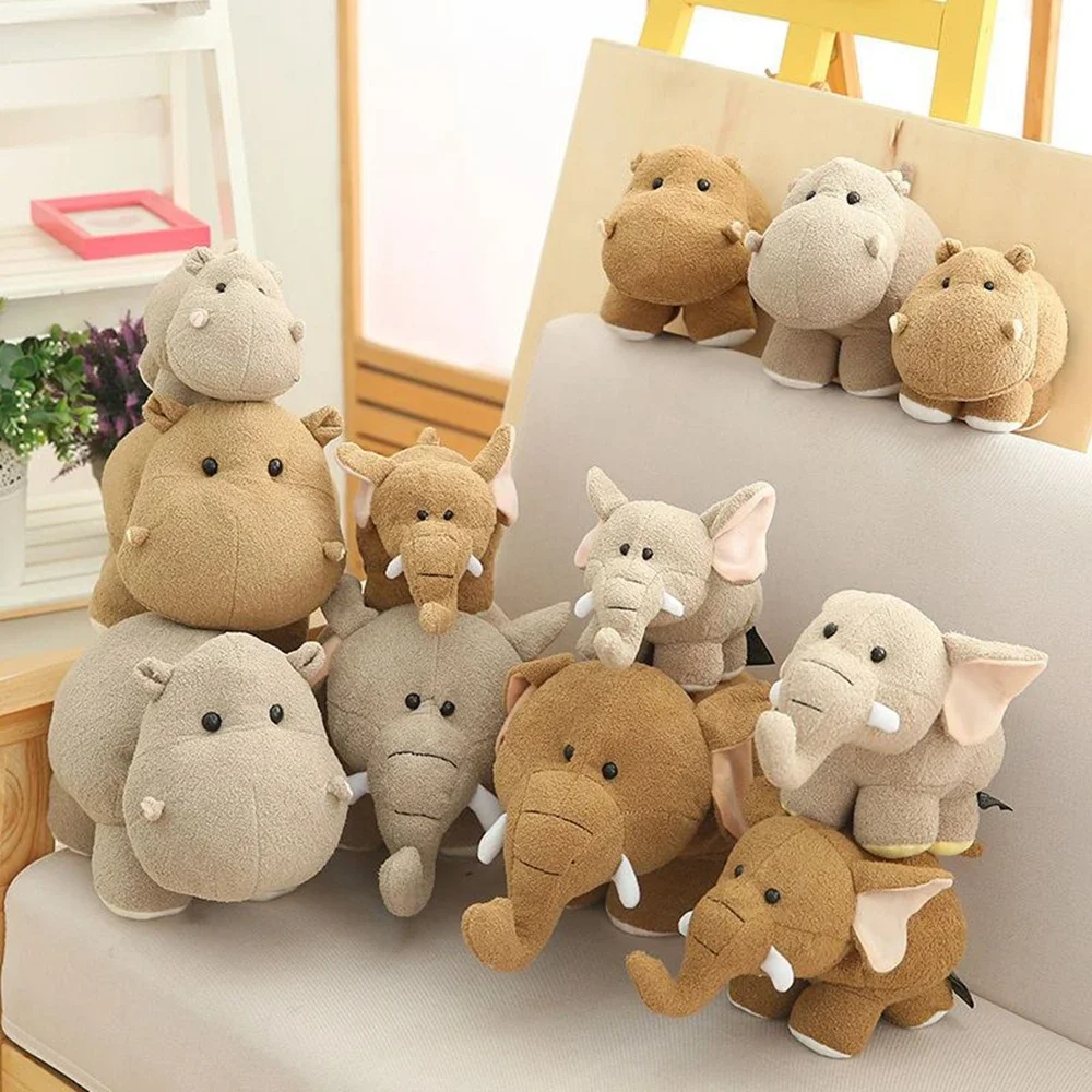 20CM Cartoon Cute Hippo Elephant Action Figure Accompany Sleeping Doll Plush  Sm - $13.98