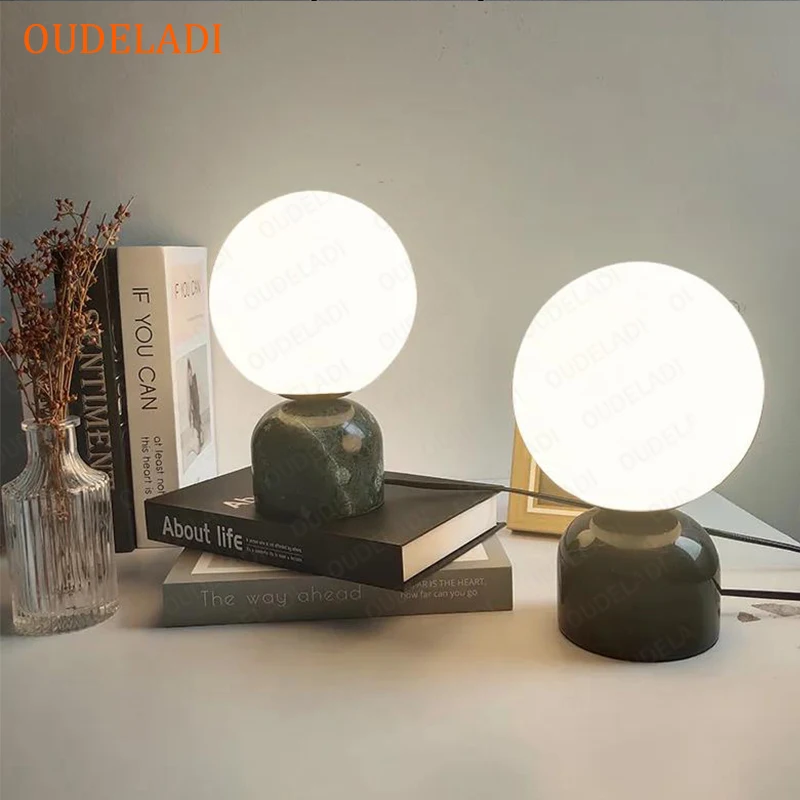 Modern LED Marble Table Lamp Home Decor Glass ball Table Lamps Bedroom B... - $106.92