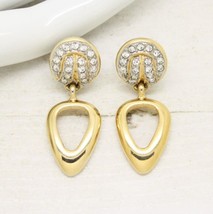 Beautiful Vintage Signed Swarovski Crystal Gold Stud Drop EARRINGS Jewellery - £33.45 GBP