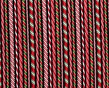 Cotton Candy Cane Stripes Holiday Christmas Black Fabric Print by Yard D... - £10.38 GBP