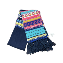 Old Navy Knit Scarf Navy Blue Colorful Fair Isle Pattern 80&quot; Length Acrylic New - £15.81 GBP