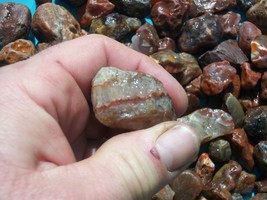 Lake Superior Usa Agate Red Eye Candy Druzy Banded Tube L API Dary Stone Rock Pile - £56.23 GBP