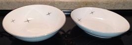 Fukagawa Arita 713 Cross Star Atomic Age 2pc Serving Bowl Set Round &amp; Oval Vtg - £39.30 GBP