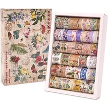 42 Rolls Vintage Washi Tape Set, Floral Letter Butterfly Mushroom Botani... - £21.92 GBP