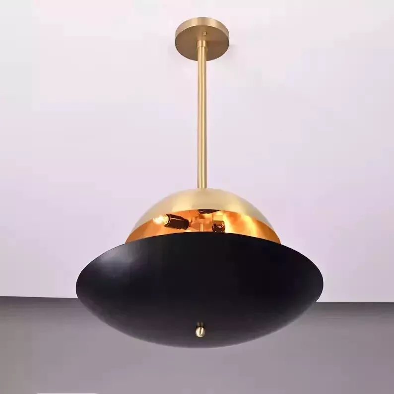 3 Light Elegant Brass Sunrise Pendant Light Mid Century Modern Ceiling D... - $330.00