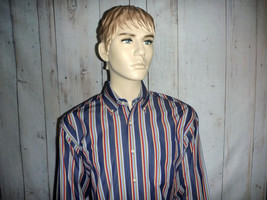 Tommy Hilfiger Men&#39;s Large Shirt Multi-Color Striped L/S All Cotton Butt... - $31.77