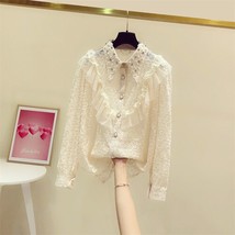 S rhinestones lace lapel shirt for women 2022 autumn new trendy elegant and youth woman thumb200