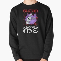  Satan Loves Me Kawaii Satanic Rabbit Men&#39;s Pullover Black Sweatshirt - £26.14 GBP