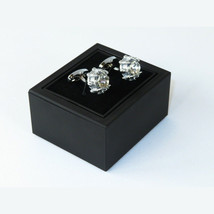 Mens Cufflinks by Vitorofolo for French Cuff Shirt V49-1 silver Plated,Crystal image 3