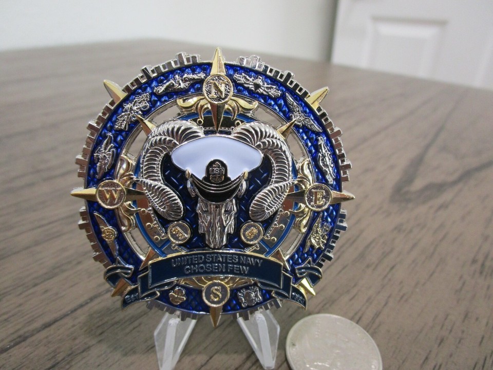 Navy Chiefs Goat Locker Chosen Few CPO USN Compass Challenge Coin - $21.77