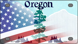 Oregon with American Flag Novelty Mini Metal License Plate Tag - $14.95