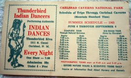 Vintage Thunderbird Indian Dancers Carlsbad Caverns Schedule 1965 - £4.77 GBP