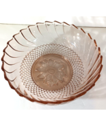 Vintage KIG INDONESIA SUNFLOWER SERVING CONSOLE BOWL Pink Depression Gla... - $29.96 CAD
