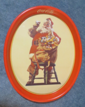 Coca-Cola Oval Metal Tray Santa with Bag of Toys  1989 Canadian Tray - $4.95