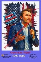 Charlie Kirk Art Poster 20X30 &quot;FIGHT FOR FREEDOM OF SPEECH&quot; Jaye&#39;s Maste... - $1,803.64 MXN