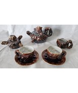 Black Forest Teapot Tree Stump Porcelain Vintage Brown Folk Art Tea Serv... - $187.11