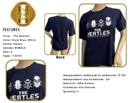 The Beatles T-Shirt By Amaya Blue white Crew Neck Short Sleeves - £17.40 GBP