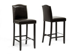 Nouria Dark Brown Modern Bar Stool w/Nail Head Trim (Set of 2) - $277.00