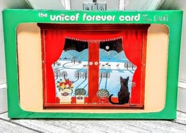VTG Unicef Forever Card Papel Ceramic 6x4&quot;Tile Black Cat Looking Out  Window USA - £8.43 GBP