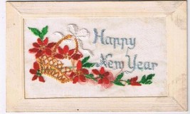 Military Postcard Embossed Silk Embroidered Happy New Year - £6.32 GBP