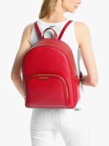 New Michael Kors Jaycee Large Pebble Leather Backpack Bright Red with Du... - £97.18 GBP