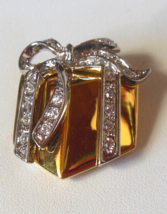 Vintage Gold-tone Brooch Package/Gift W/Rhinestone Bow Stamped Thailand - £18.30 GBP