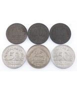 Lot of 6 German Empire &amp; Weimar Republic Coins (1910 - 1922 10 Pf - 50 Pf) - $63.42 CAD