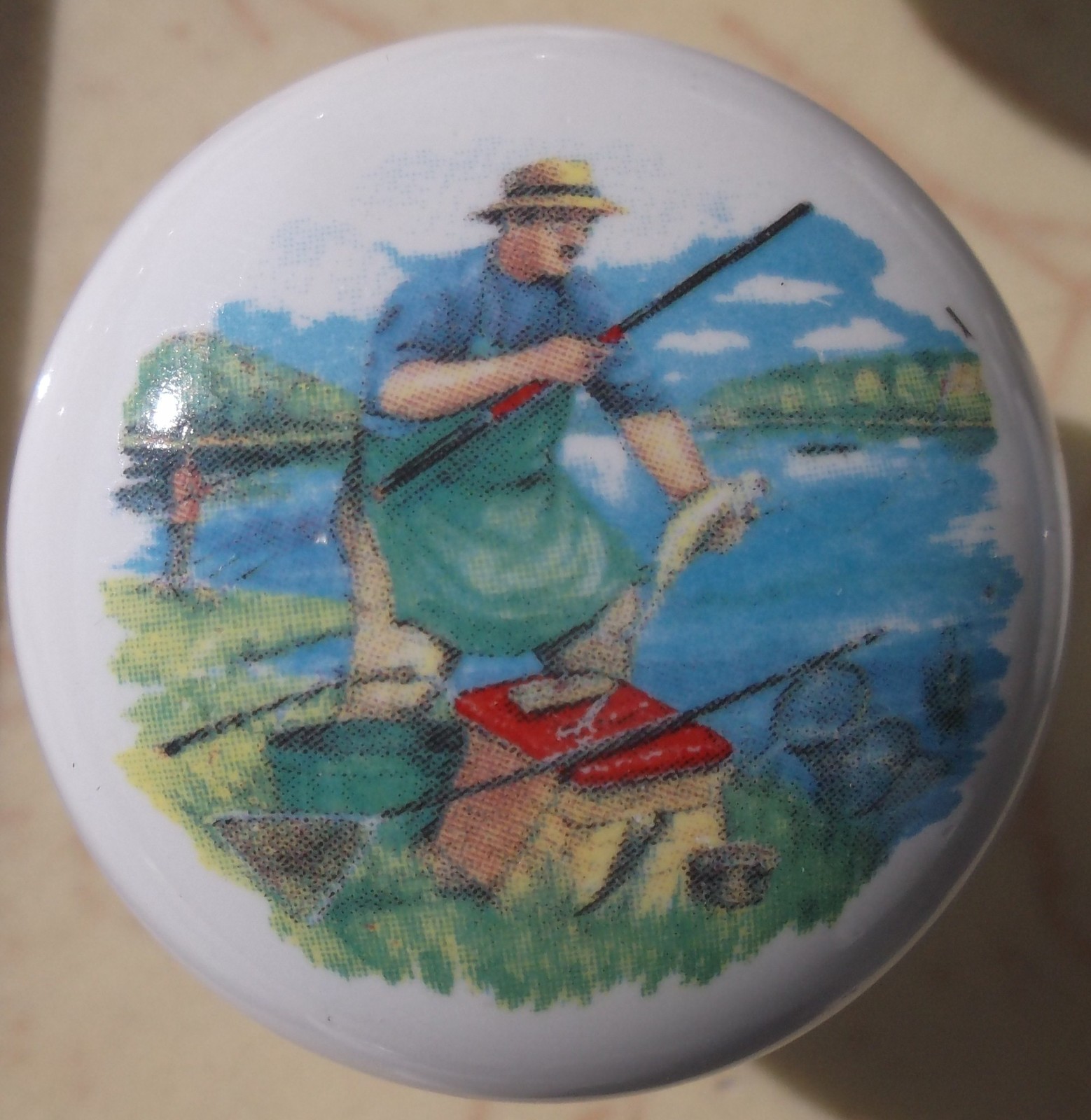 Ceramic Cabinet Knobs  w/ Trout Fishing - $4.46