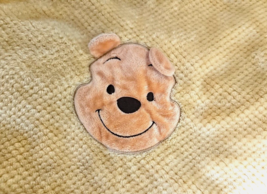 Disney Baby Winnie The Pooh Blanket Yellow Bear Face Textured - £30.48 GBP