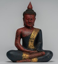 Antique Khmer Style Wooden Sitting Buddha Statue Dhyana Meditation Mudra-
sho... - $412.58