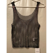 Forever 21 Womens Tank Top Black  Scoop Neck Stretch Sequin Mesh Sheer M... - £11.67 GBP