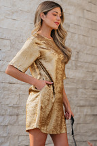 Gold Metallic Luster Crewneck Mini T-Shirt Dress - $14.17