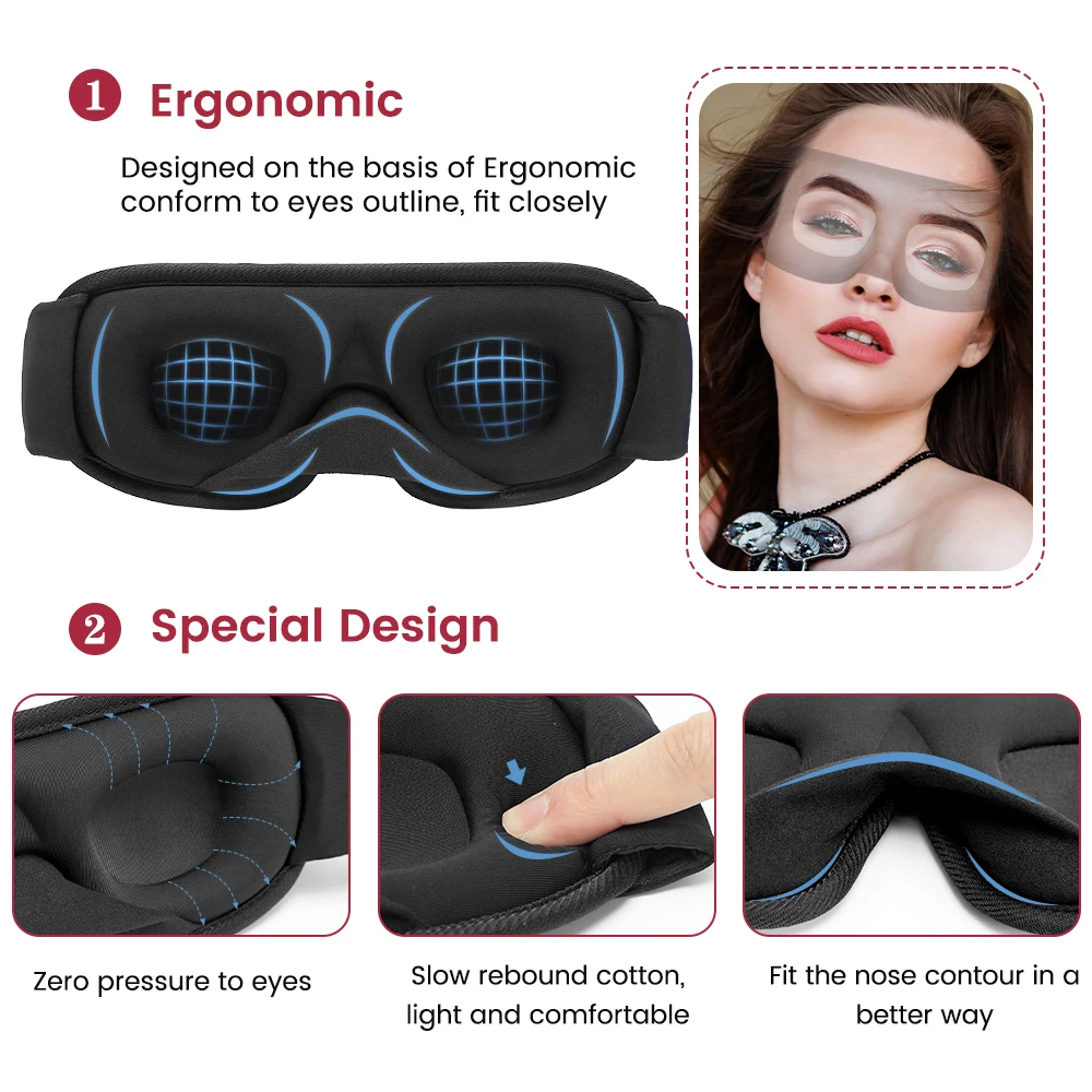 Sporting Blocking Light Sleeping Eye Mask Soft Padded Travel Shade Cover Rest Re - £23.90 GBP