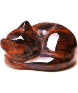 Red Obsidian Cat Crystals Decor Sleeping Cat Statue Healing Stone Decors... - £24.67 GBP
