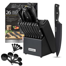 Mc Cook Dishwasher Safe MC701 Black Knife Sets Of 26, Stainless Steel Kitchen Kni - £68.14 GBP